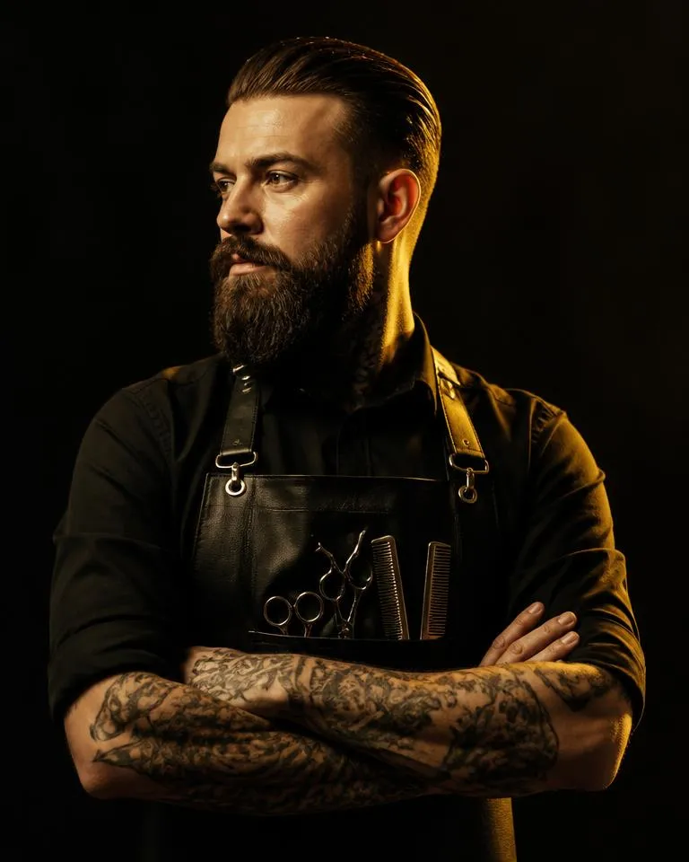 Retrato del barbero Marc Oliver